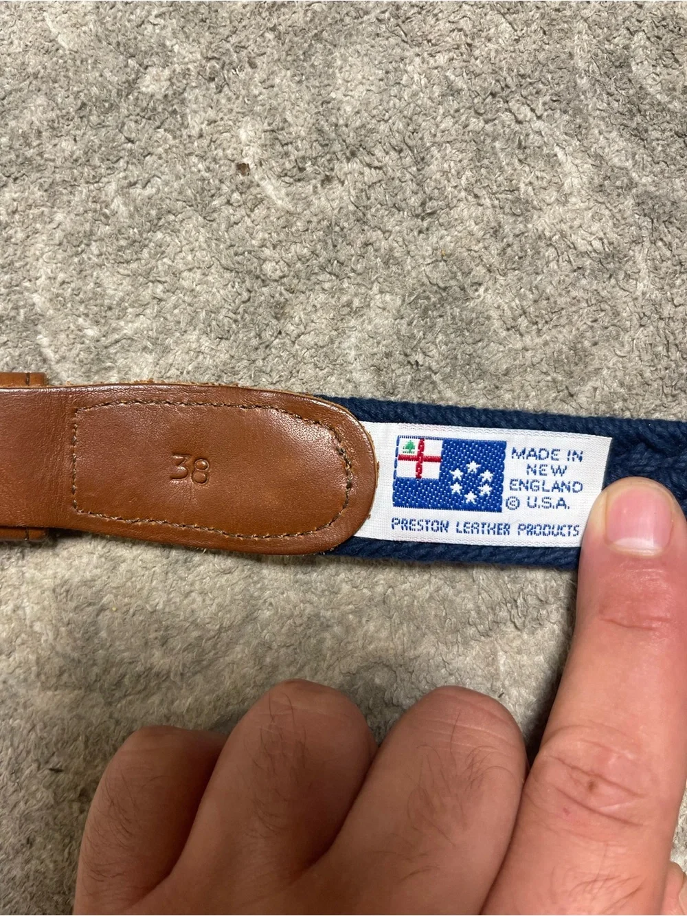Preston Solid Brass Buckle Genuine Leather Canvas Belt
